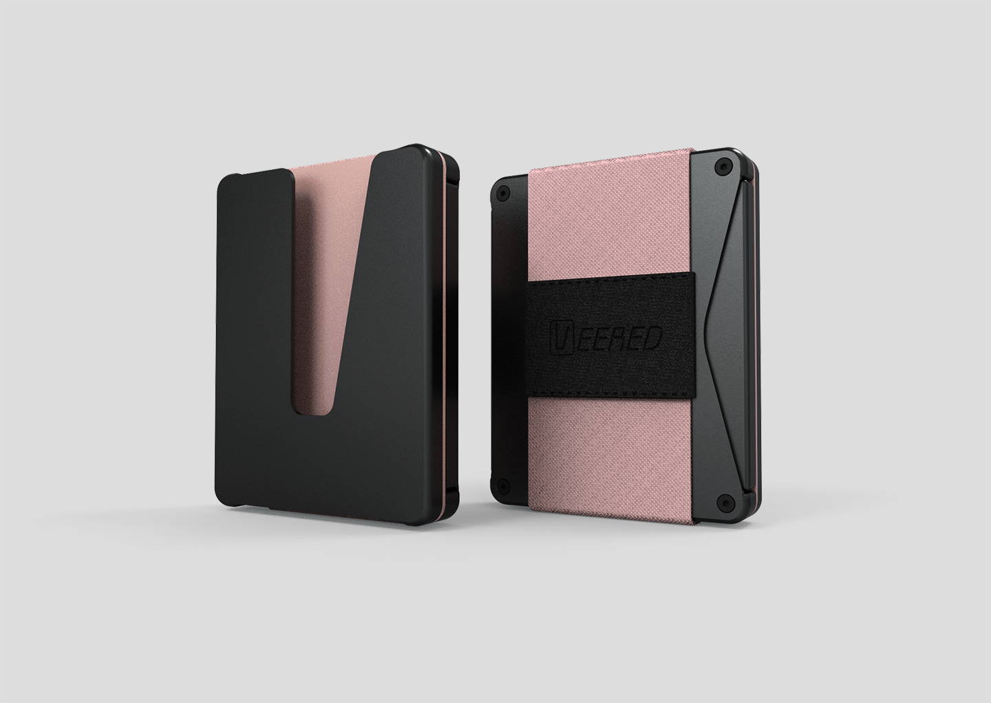 Veered Wallet Wallet Sleek Life Design LLC Black+ Rose gold 