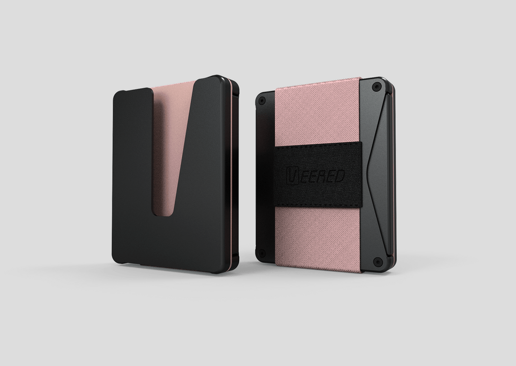 Veered Wallet Wallet Sleek Life Design LLC Black+ Rose gold 